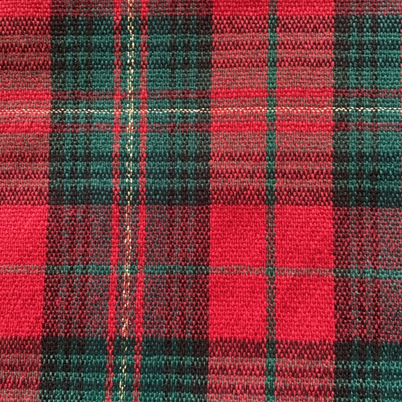 Tablecloth gold red green rectangle 54.5 x 102 seat 8-10 Christmas holiday plaid - Picture 2 of 5